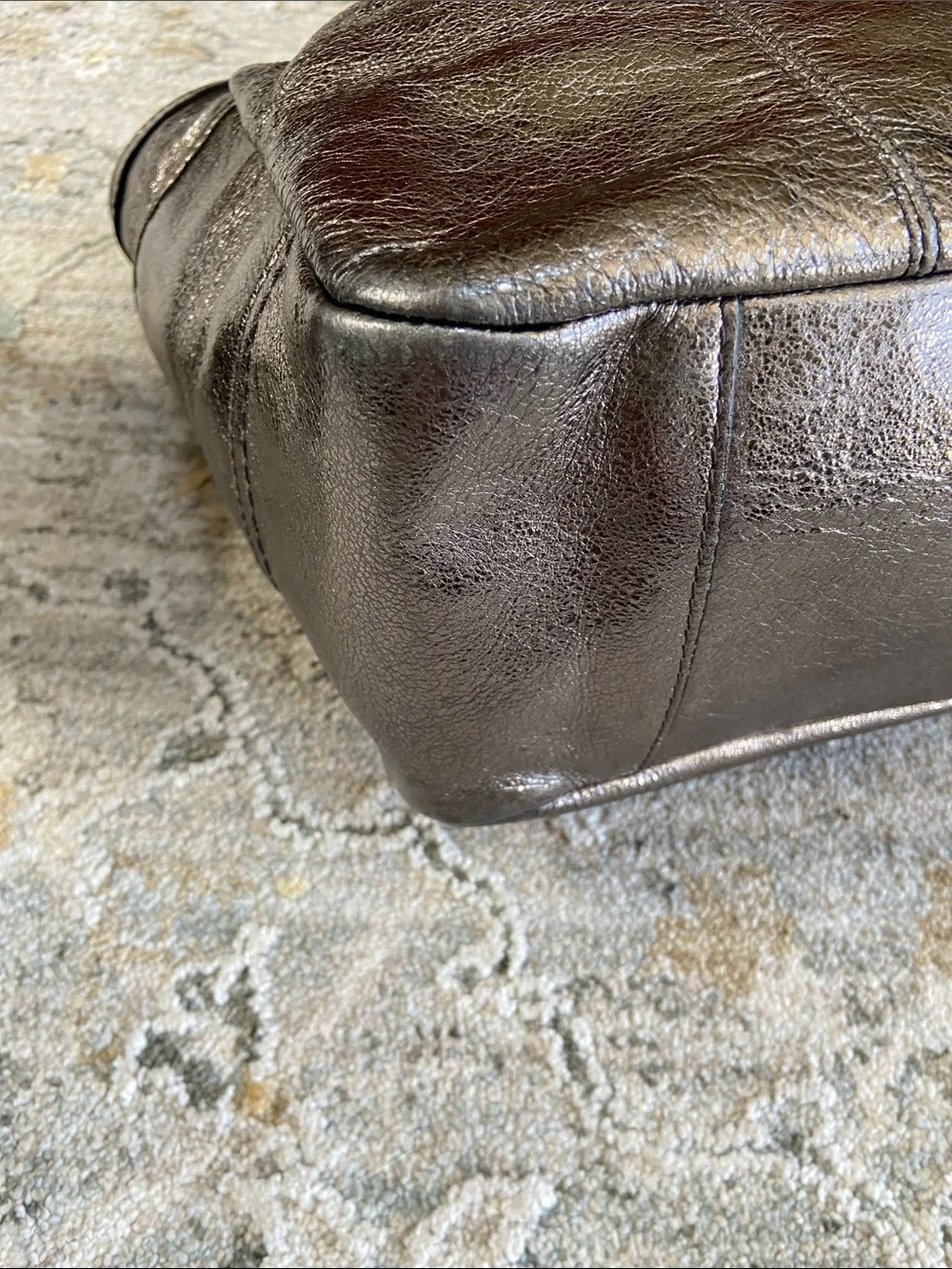 Coach 2011 Metallic Pewter Leather Gallery Tote Bag (F17721)
